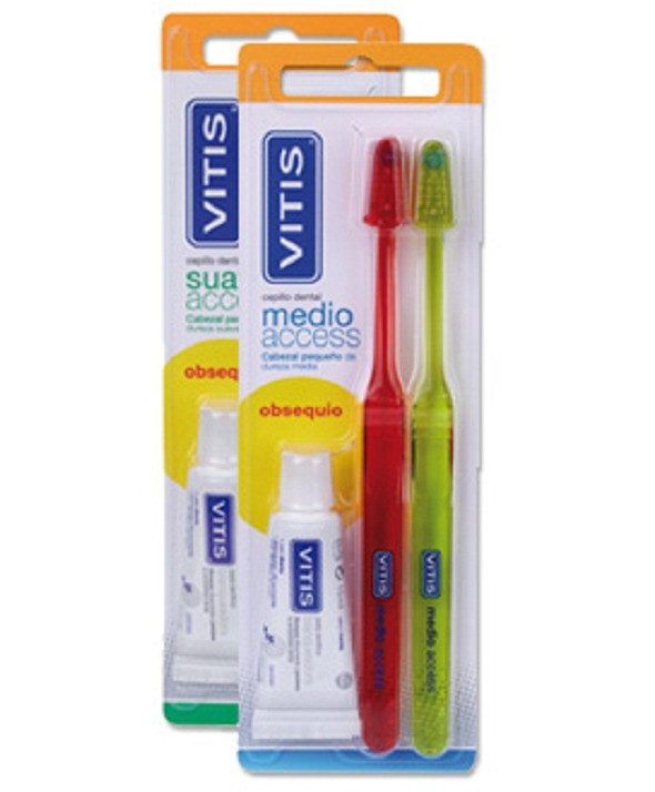 CEPILLO DENTAL ADULTO VITIS ACCESS MEDIO BLISTER 2 UNIDADES